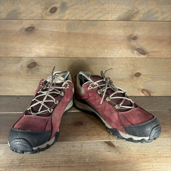 oboz sapphire low womens size 10 shoes red leather waterproof hiking sneakers - Picture 3 of 8